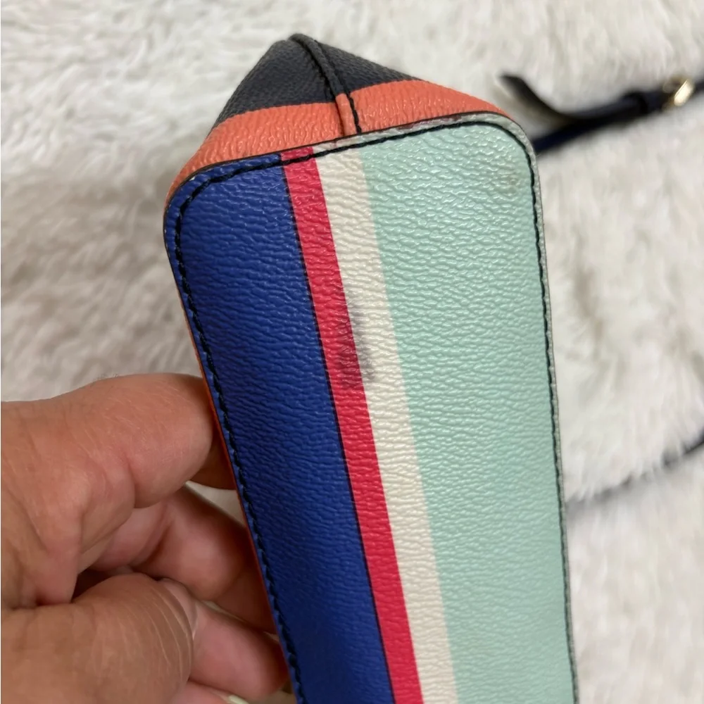 Kate Spade Navy and Pink Striped Crossbody Bag